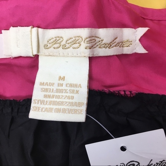 BB DAKOTA Sun Dress 100% Silk Maxi Tiered Bright Colorblock Vacay Summer Medium - Picture 10 of 12